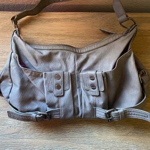 Jessica Simpson Gray Leather Shoulder Bag